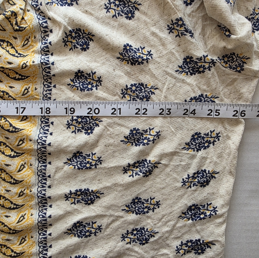 Lucky Brand Boho Paisley Floral Cream Button Down Top 3x Stretch Cottagecore NWT - Picture 9 of 10